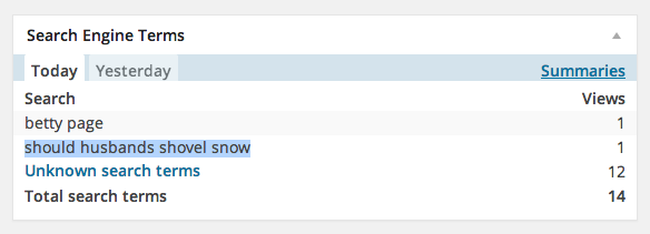 Search Results: should husbands shovel snow