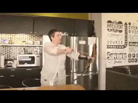 A GIF of me shooting my bow for a video we made at DreamHost