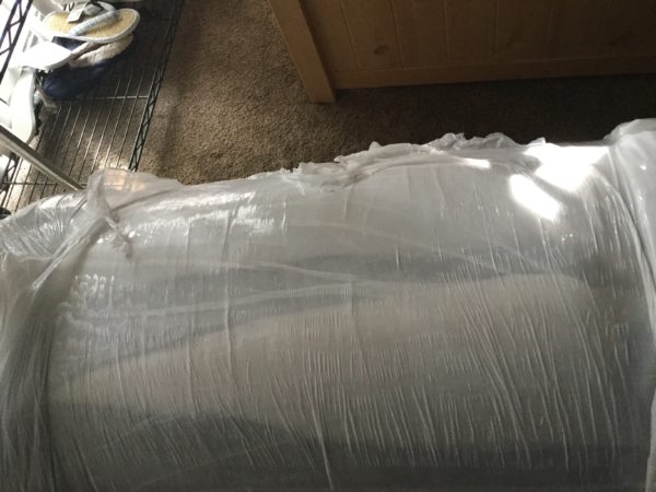 The casper bed, rolled up