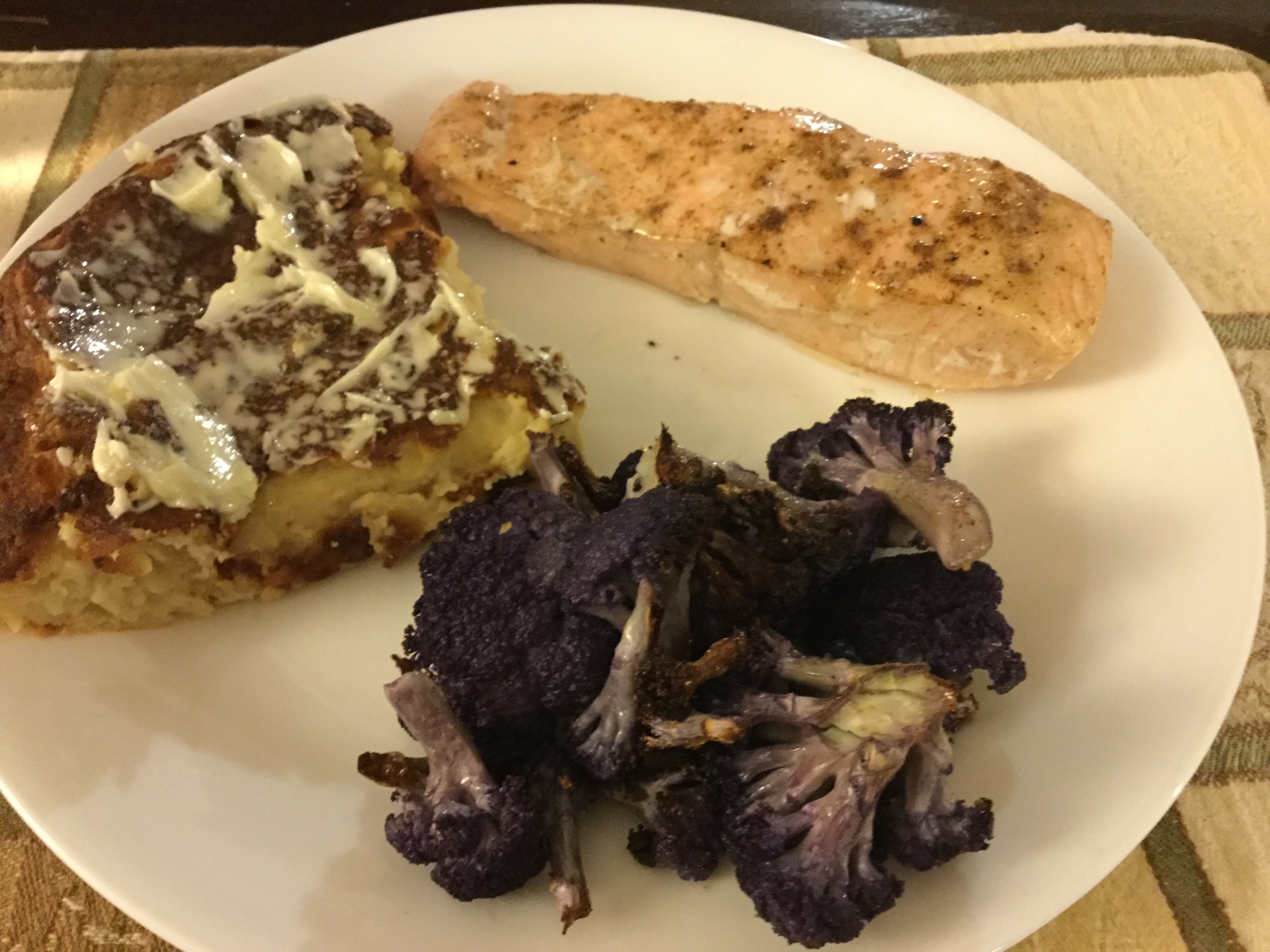 Salmon, Cauliflower, Batter Bread